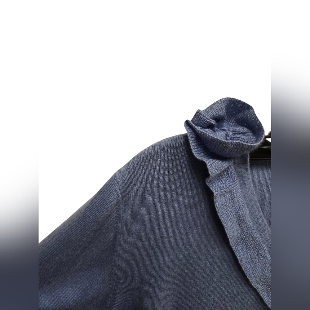 Blue Ruffled V-Neck Sweater - Picture 4 of 7